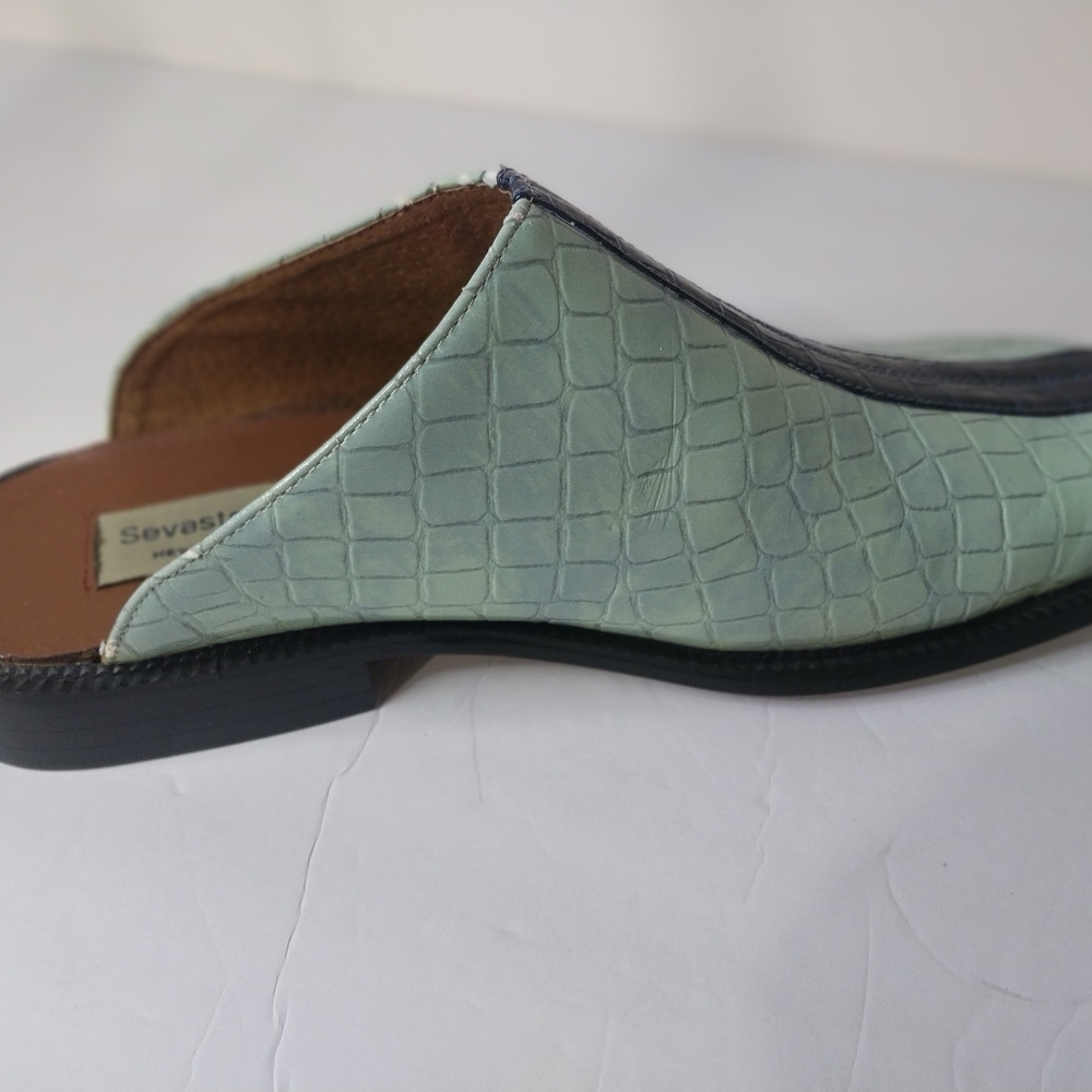 SEBASTA ITALIANO Men"s Shoes 9.5 Blue Croc-Embossed Slip-On Loafers - Picture 6 of 10